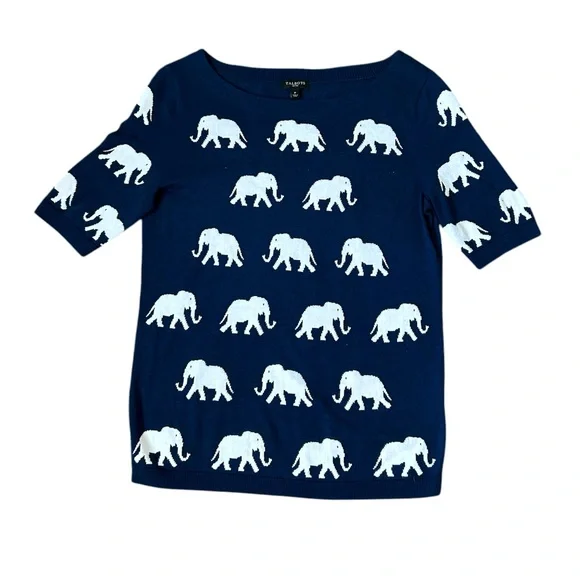 Talbots petite lightweight novelty elephant print sweater size petite - Picture 1 of 7